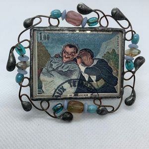 Vintage, oriental, postage stamp, Brooche